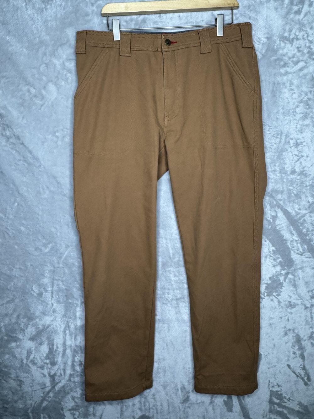 Coleman Pants Mens 34x28 Brown Canvas Carpenter Workwear Stretch Utility Outdoor